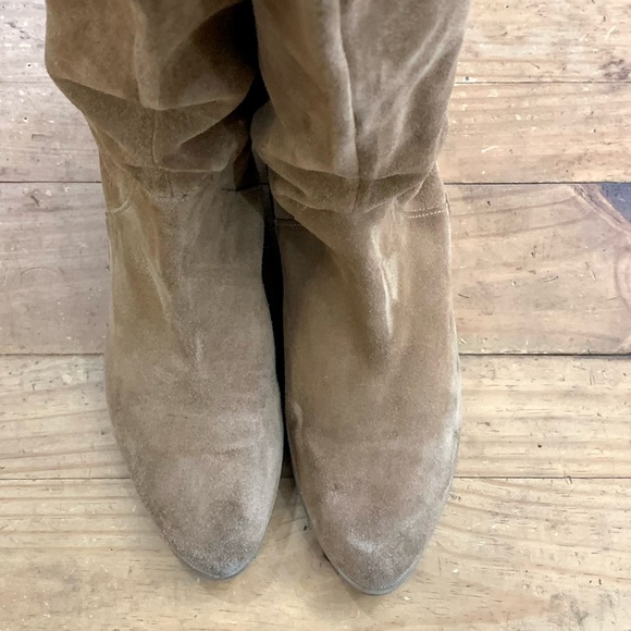 Aldo Cyndy Suede Fringe Detail Tall Boots 9 Pull On Bohemian Western Casual - Picture 5 of 14